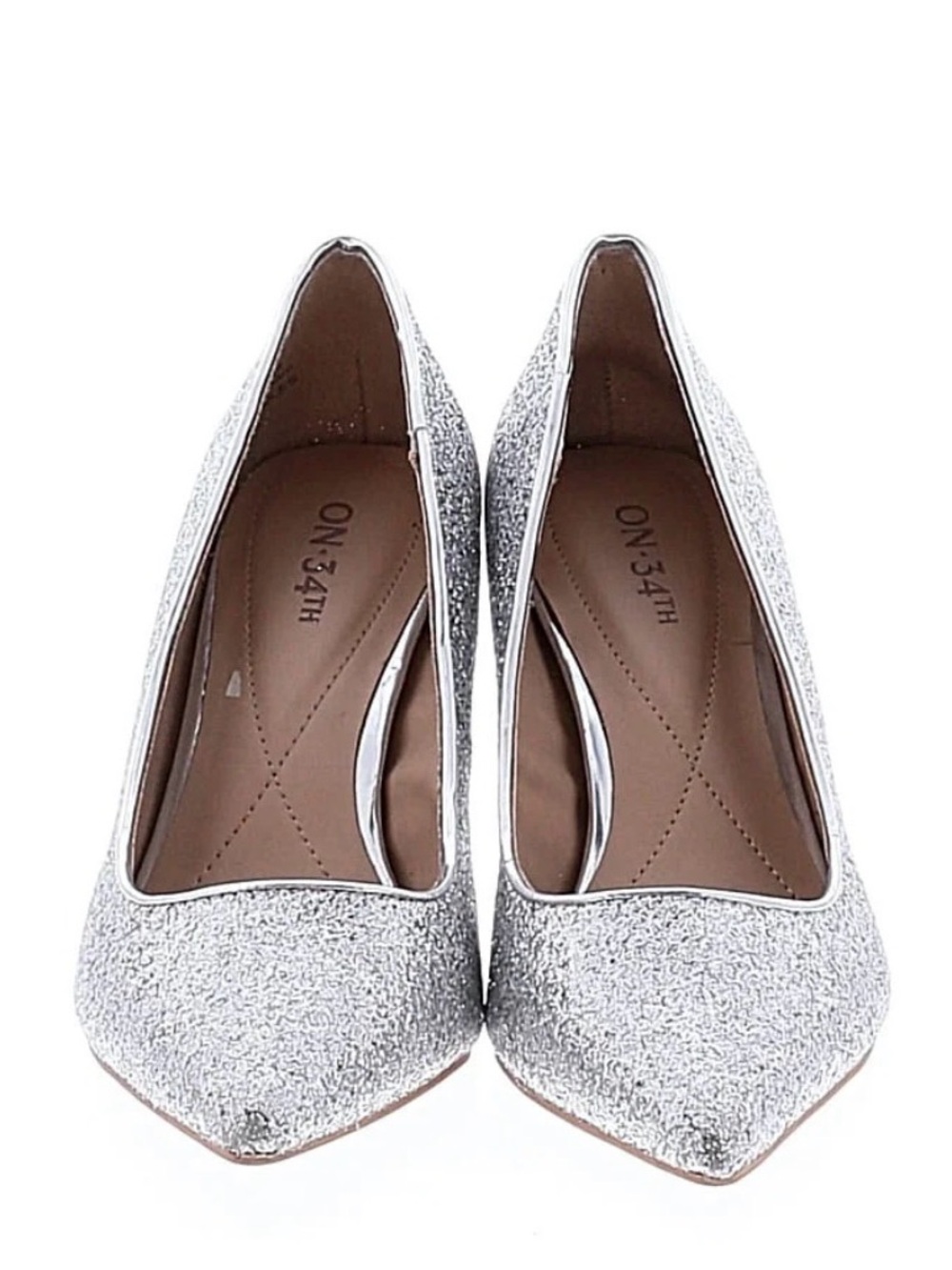 Silver Glitter Pointed Heels 9.5
